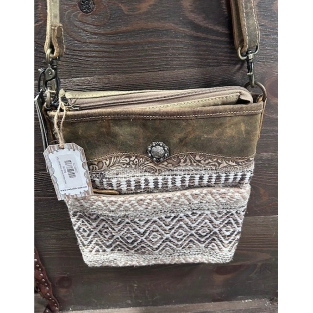 Myra Bag Hispad Crossbody Bag Women Small Brown Tan S-6765 Southwestern Canvas
